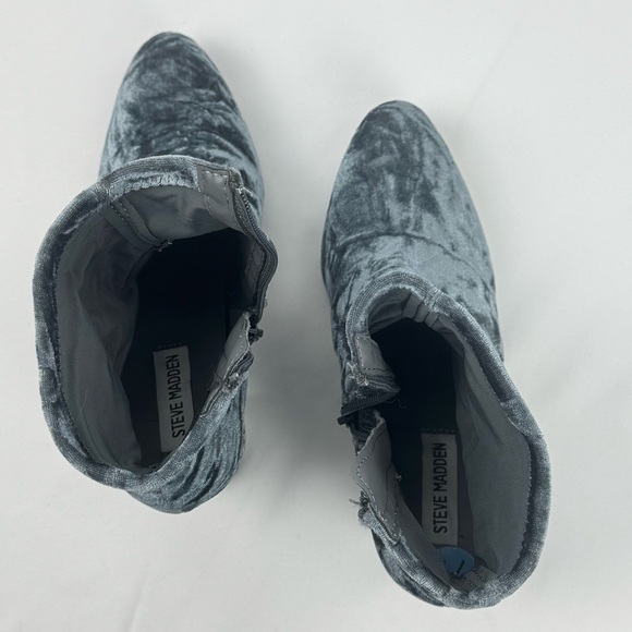 Steve Madden Gray Velvet Ankle Boots with Block Heel - Picture 6 of 12